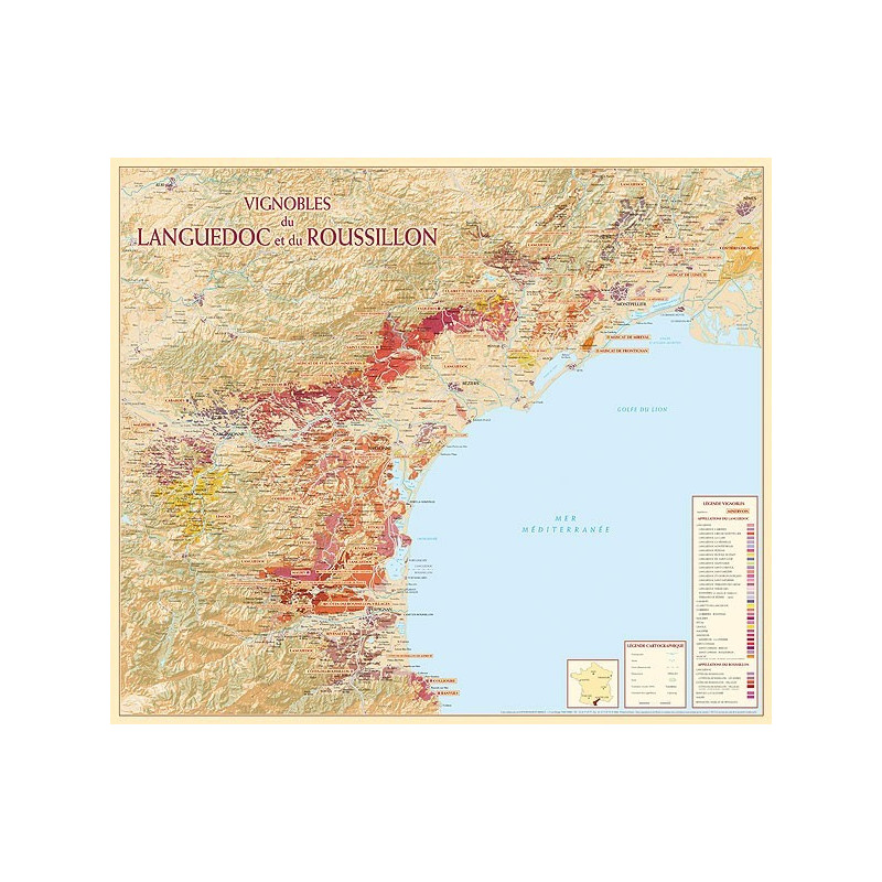 Carte des Vignobles Languedoc-Roussillion