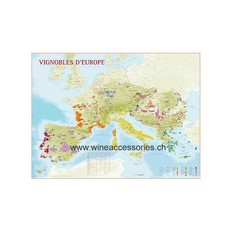 Karte der Weinanbaugebiete Europas