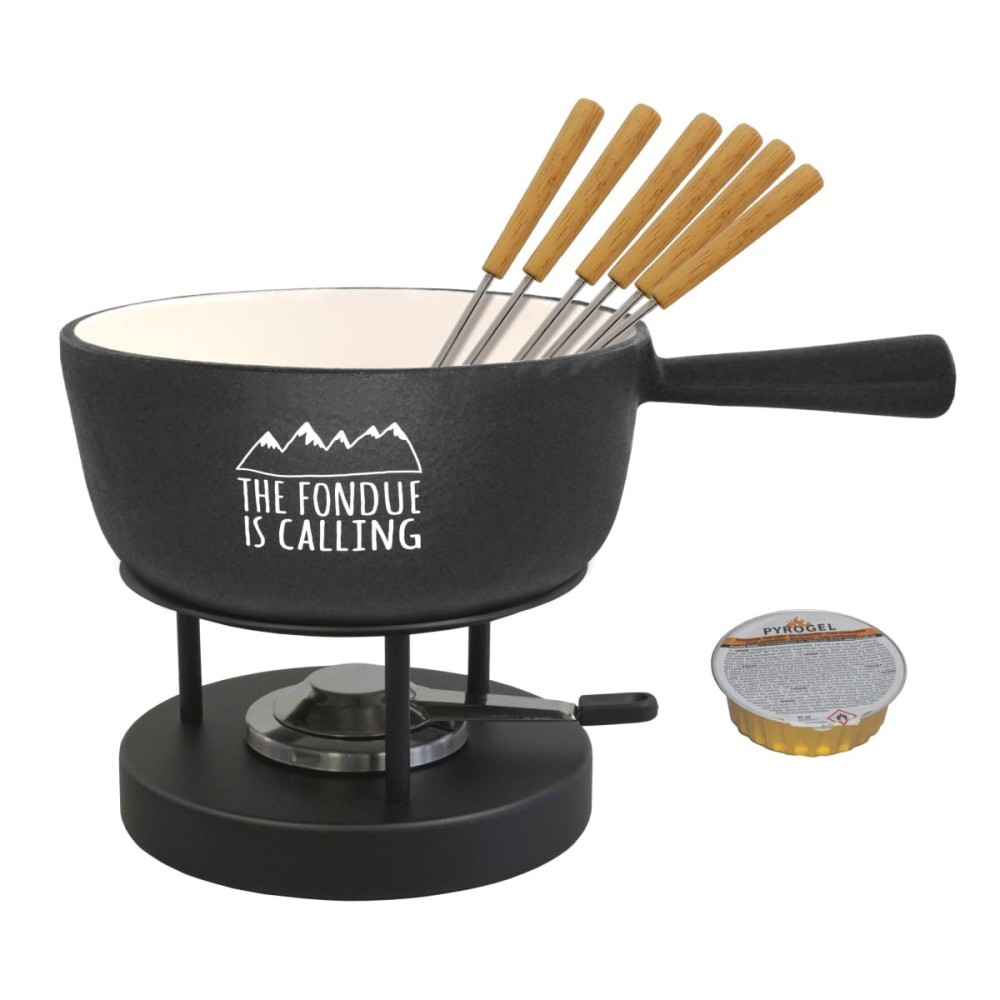 Set Fondue Noir "The Fondue is Calling" 20 cm