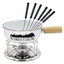 Set Fondue Blanc "The Fondue is Calling" 20 cm