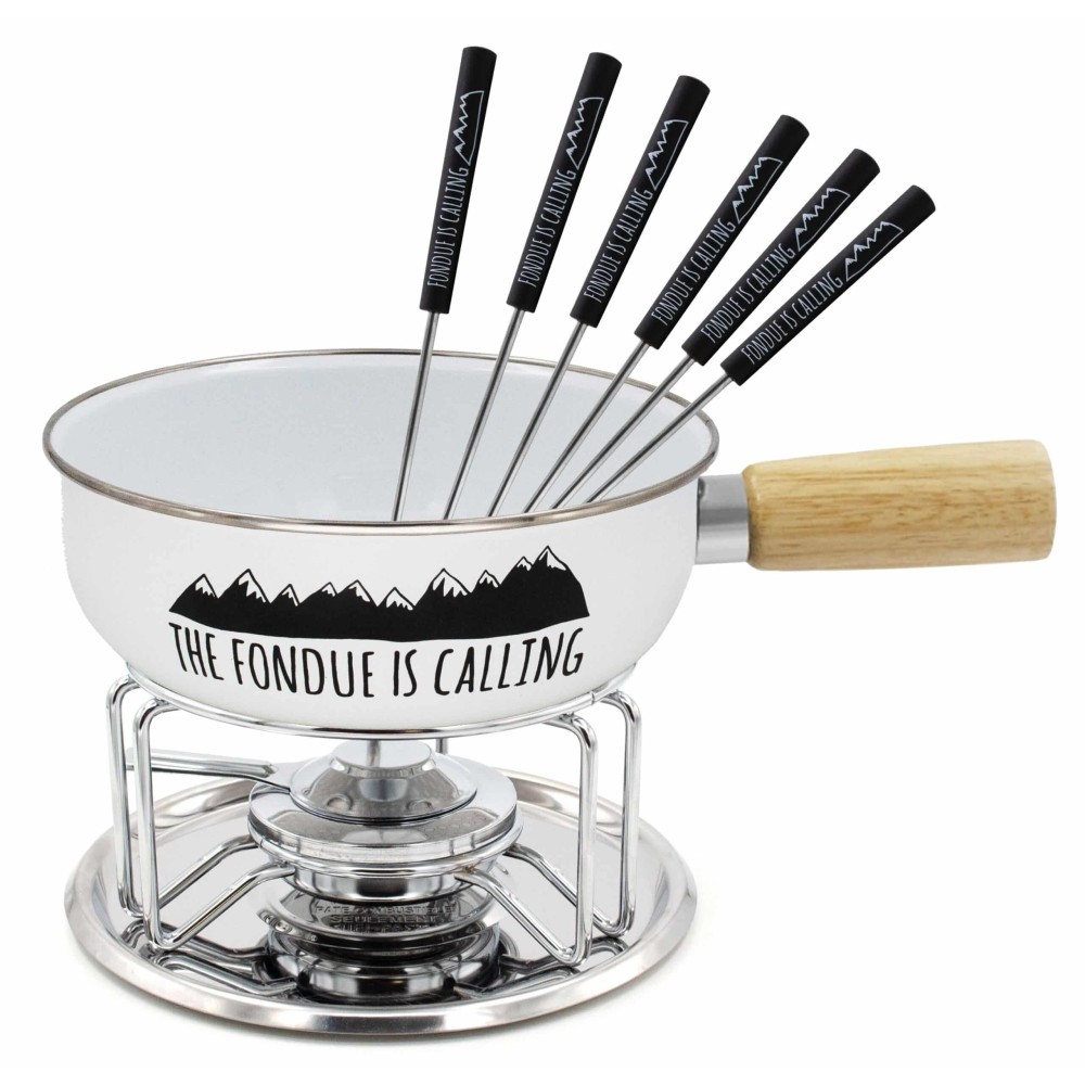 Set Fondue Blanc "The Fondue is Calling" 20 cm