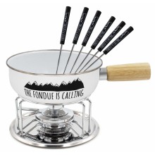 Set Fondue Blanc "The Fondue is Calling" 20 cm